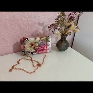Ted Baker Evening Bag Massie Painted Posie Bow Detail Vegan Leather Clutch